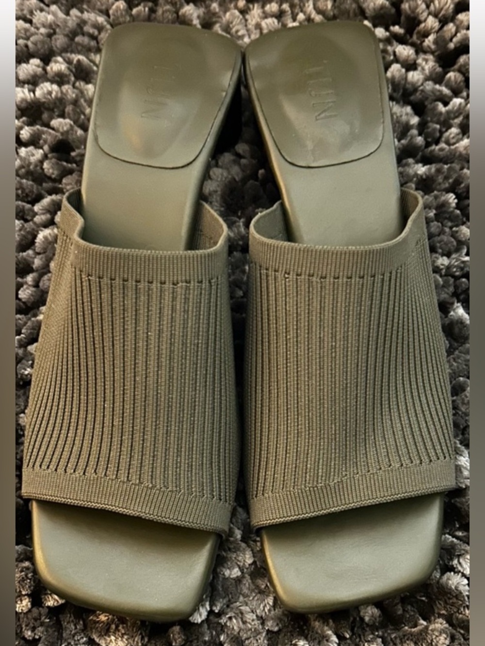TIJN Knit Slide Slip On Sandals in Olive Green Size 10